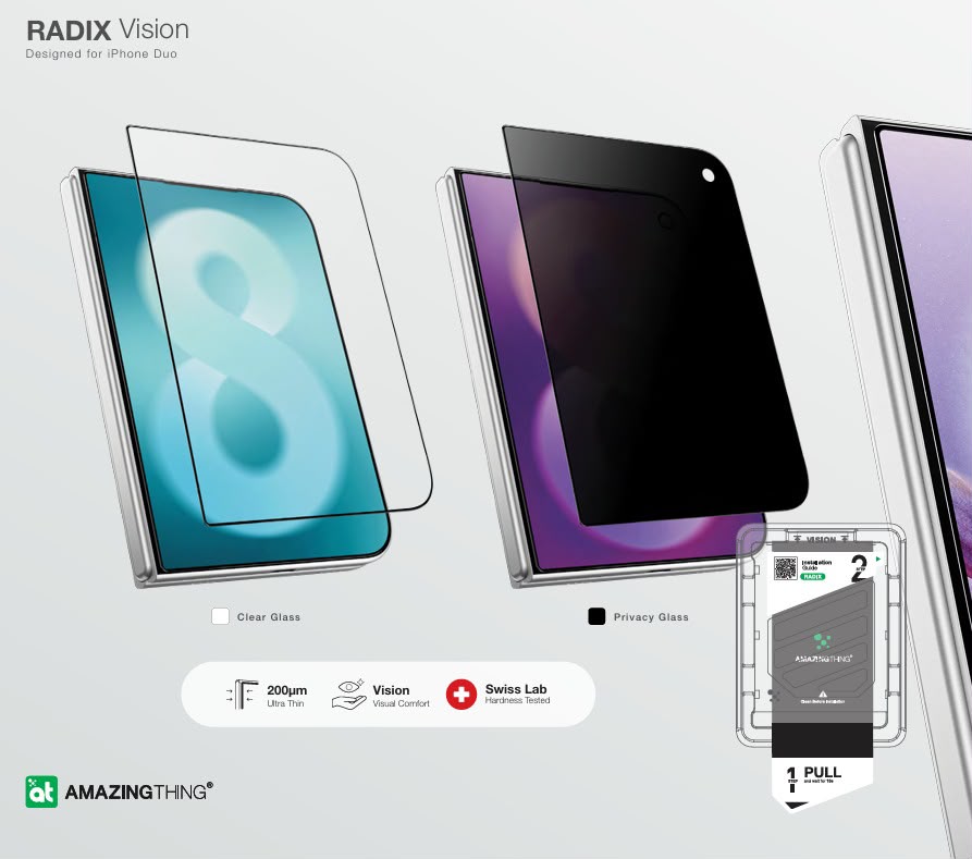 AMAZINGTHING RADIX Vision Glass Screen Protector for iPhone Duo (No Black Edge Full Clear Version)