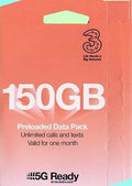 3UK 150GB PRELOADED DATA PACK 1 MONTH （歐洲及其他 70+ 國家及地區 18GB)
