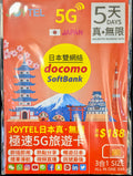 JOYTEL DOCOMO + SoftBank 5G 日本/5天 真無限
