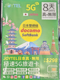 JOYTEL DOCOMO + SoftBank 5G 日本/8天 真無限